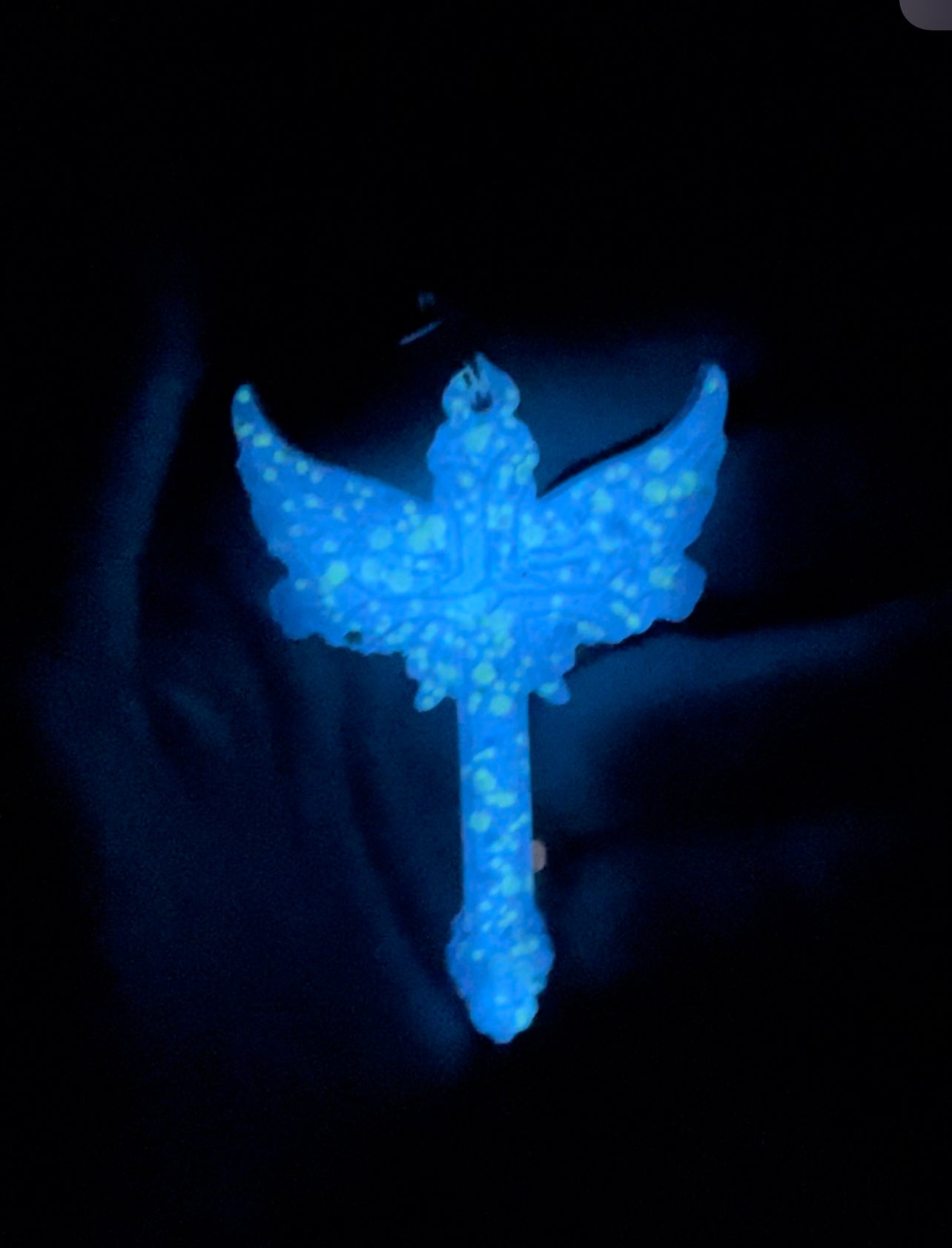 Handmade Glow in the Dark Cross Keychain | Faith Hope Love Resin Cross | Christian Gift | Religious Jewelry | Luminous Prayer Keychain