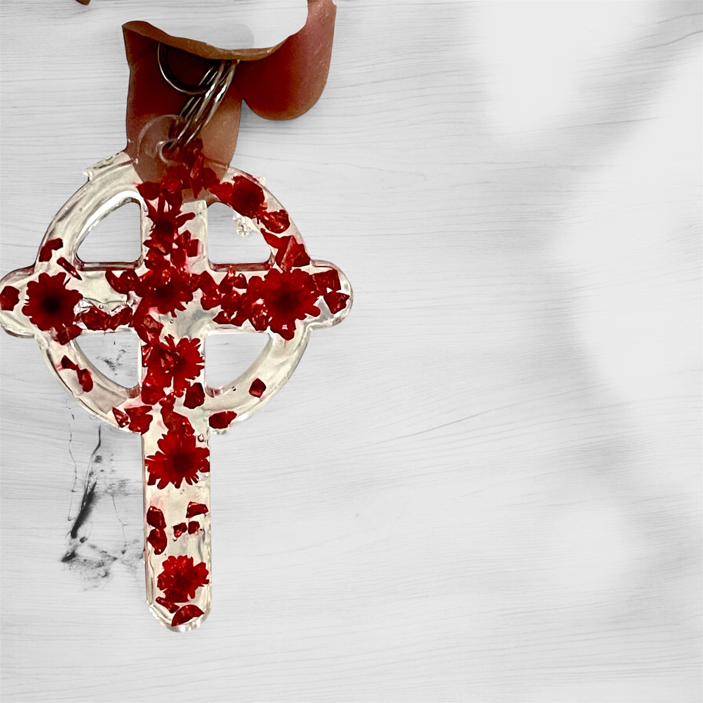 Handmade Sparkling Custom Resin Cross Keychains