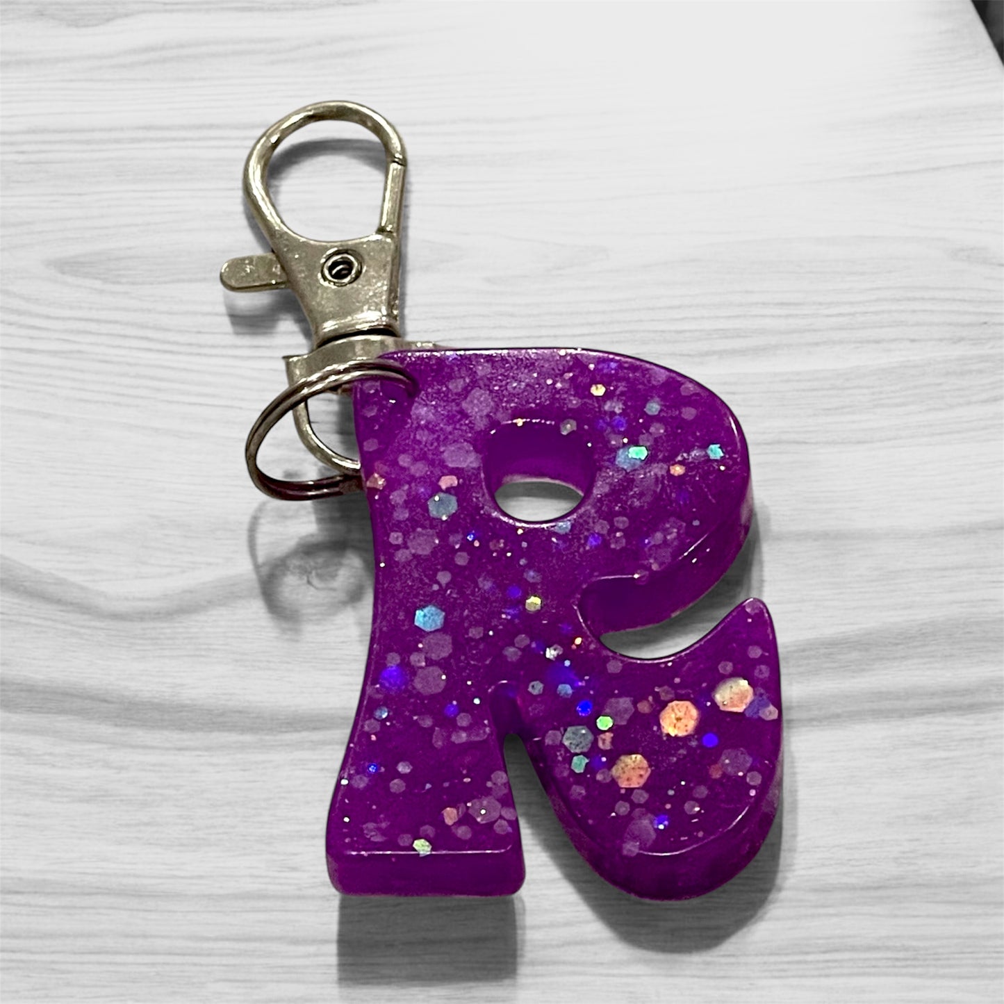 Personalized Glow in the Dark Letter Keychain | Custom Initial Keychain | Handmade Resin Keyring | UV Glow Alphabet Gift | Creations By Robin