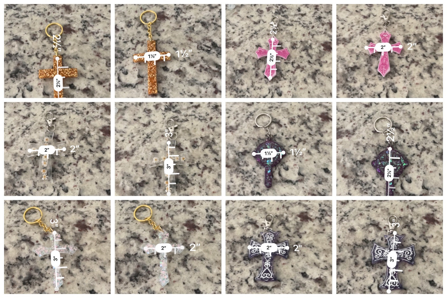 Faith Collection Bundle - 3 Custom Cross Keychains