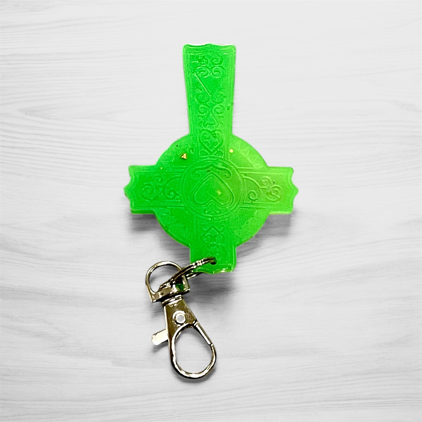 Handmade Glow in the Dark Cross Keychain | Faith Hope Love Resin Cross | Christian Gift | Religious Jewelry | Luminous Prayer Keychain