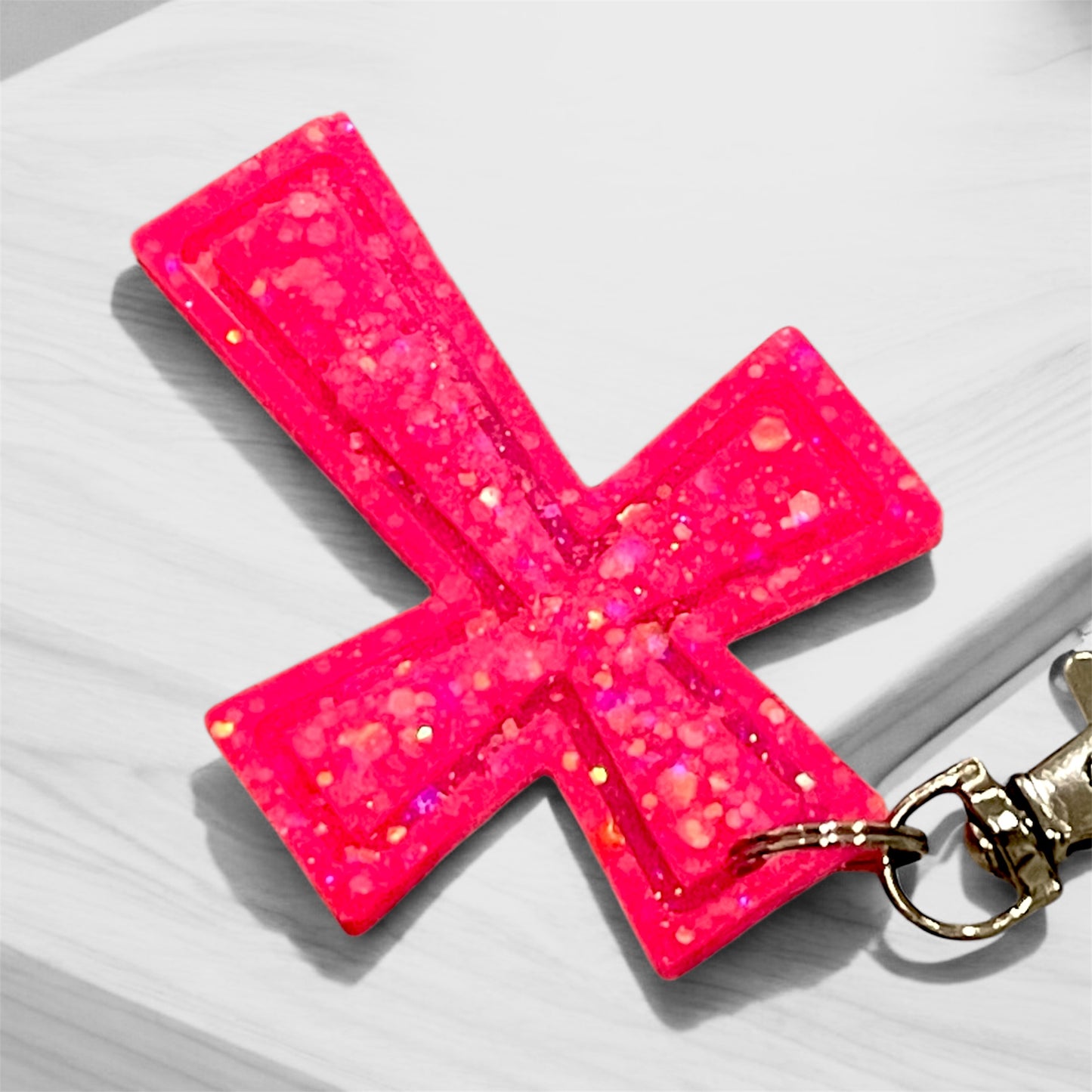 Handmade Glow in the Dark Cross Keychain | Faith Hope Love Resin Cross | Christian Gift | Religious Jewelry | Luminous Prayer Keychain