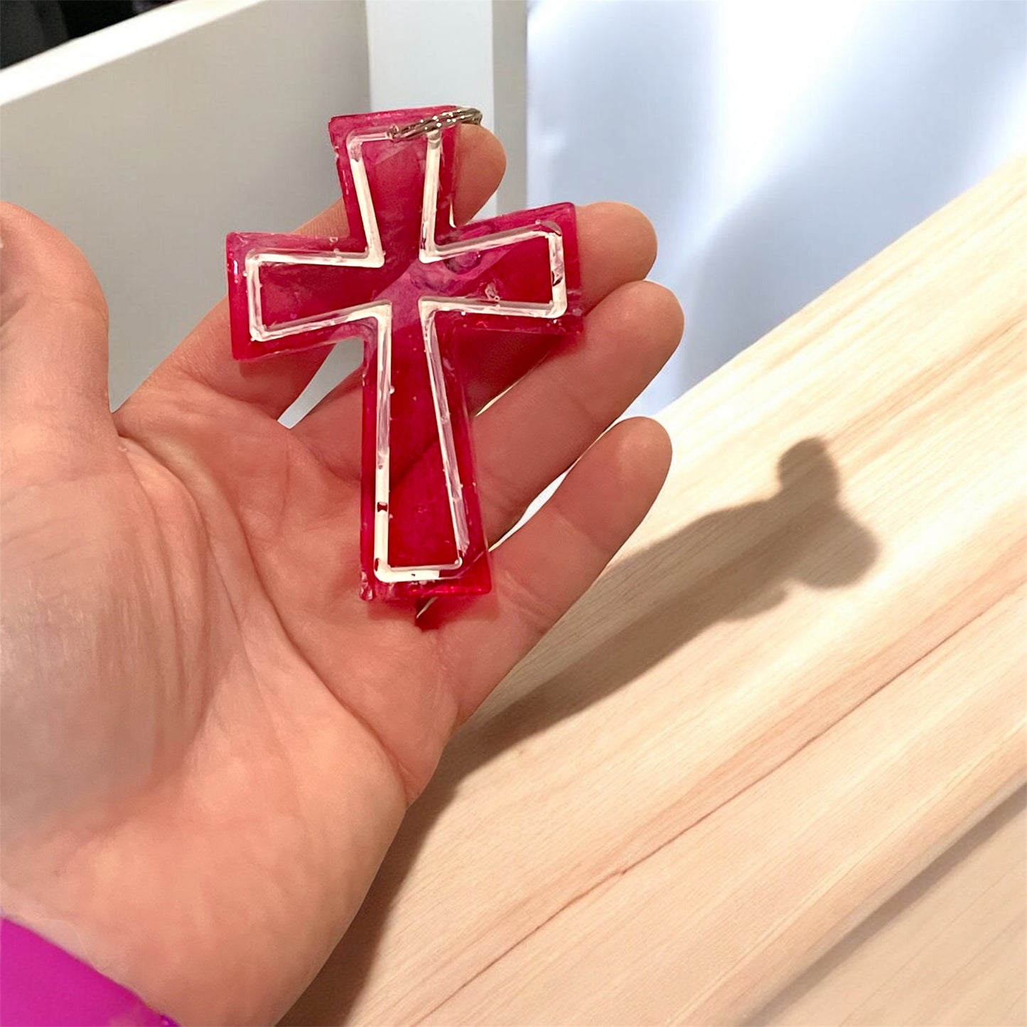 Unique, durable hand-painted resin cross keychains