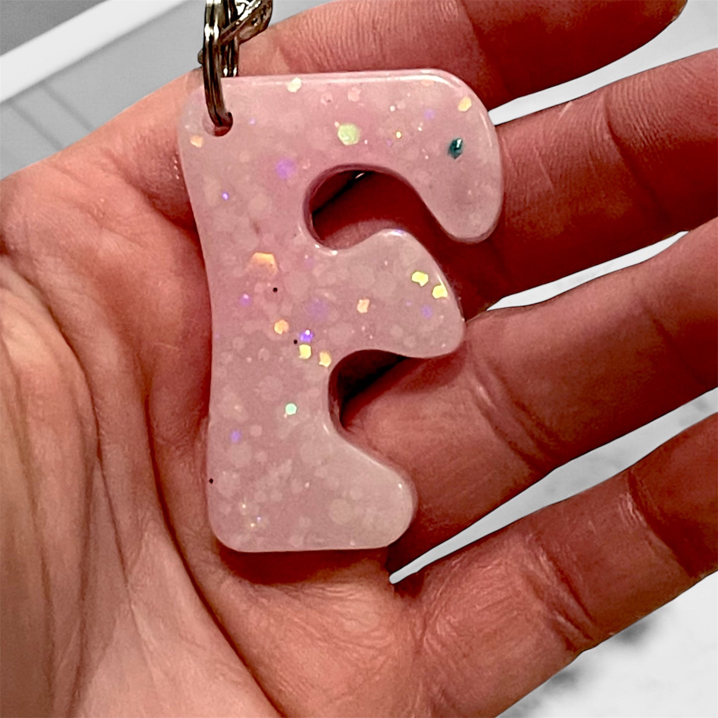 Personalized Glow in the Dark Letter Keychain | Custom Initial Keychain | Handmade Resin Keyring | UV Glow Alphabet Gift | Creations By Robin