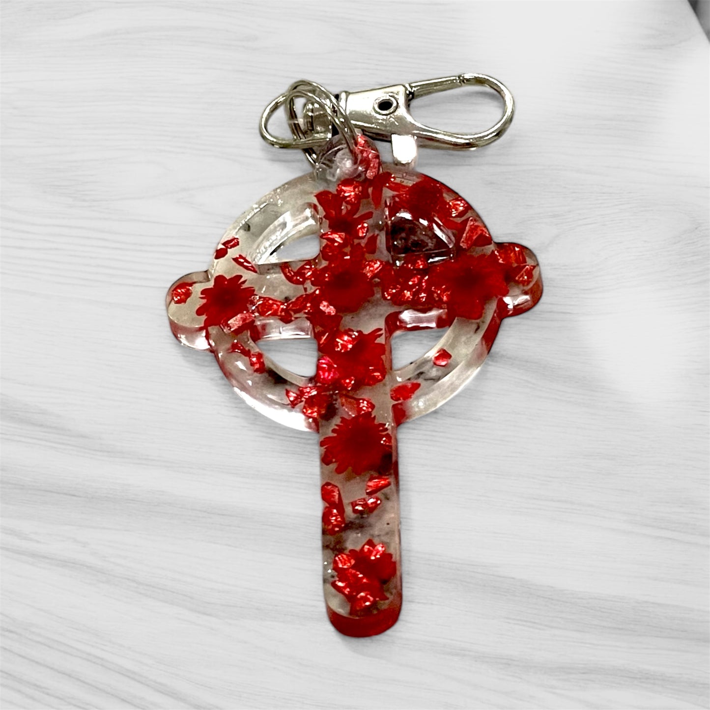 Handmade Sparkling Custom Resin Cross Keychains